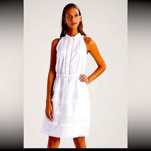 EUC Banana Republic White Cotton Fringe Dress Sz. Small Petite